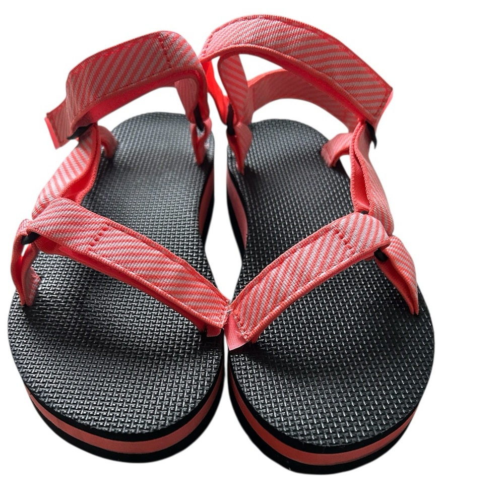 Teva Coral and White Striped Sandals
